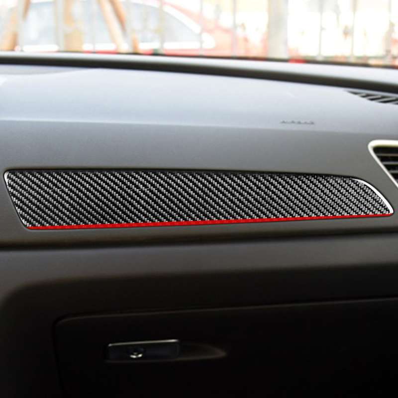 Carbon Fiber Car Co-pilot Trim Red Edge Decorative Sticker for Audi Q3 2013-2018,Left Drive