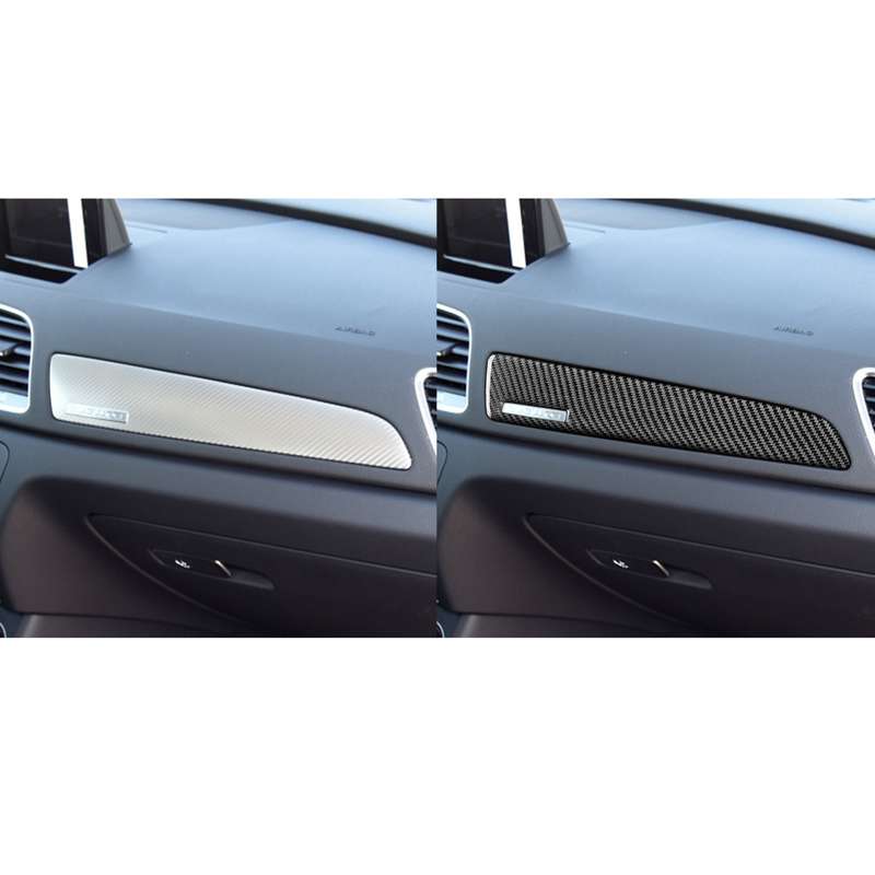 Carbon Fiber Car Co-pilot Trim with Hole Decorative Sticker for Audi Q3 2013-2018,Left Drive