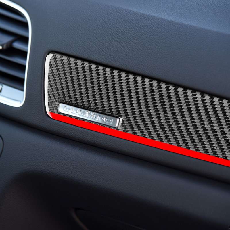Carbon Fiber Car Co-pilot Trim Red Edge with Hole Decorative Sticker for Audi Q3 2013-2018,Left Driv