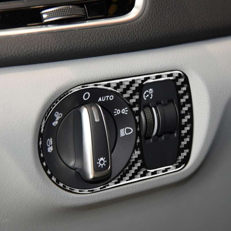 Carbon Fiber Car Headlight Switch Decorative Sticker for Audi Q3 2013-2018,Left and Right Drive Univ