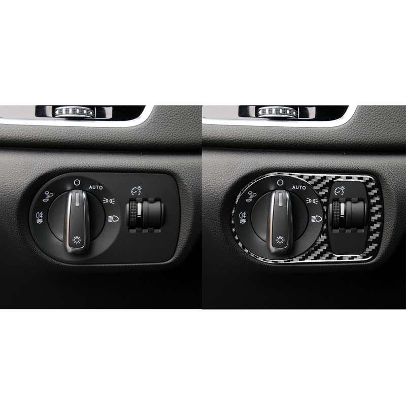 Carbon Fiber Car Headlight Switch Decorative Sticker for Audi Q3 2013-2018,Left and Right Drive Univ
