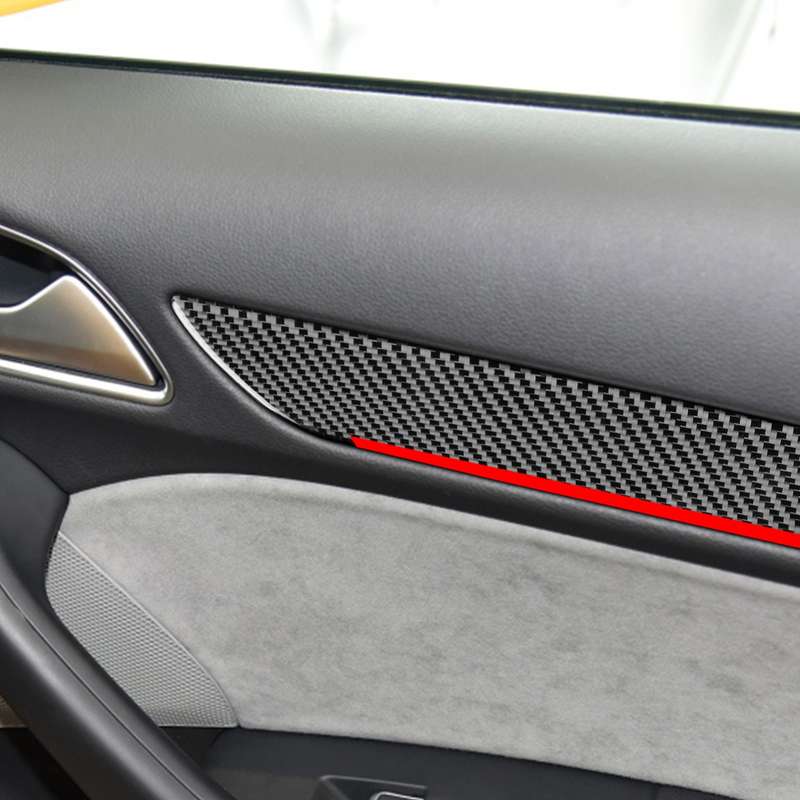 4 PCS / Set Carbon Fiber Car Interior Door Trim Red Edge Decorative Sticker for Audi Q3 2013-2018,Le