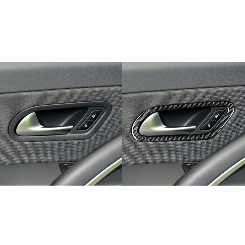 2 PCS / Set Carbon Fiber Car Inner Door Handle Decorative Sticker for Volkswagen Scirocco 2009-2016,