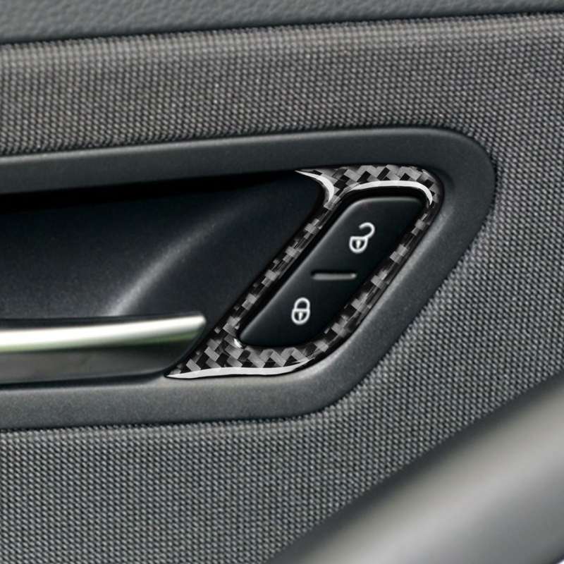 2 PCS / Set Carbon Fiber Car Door Lock Frame Decorative Sticker for Volkswagen Scirocco 2009-2016,Le
