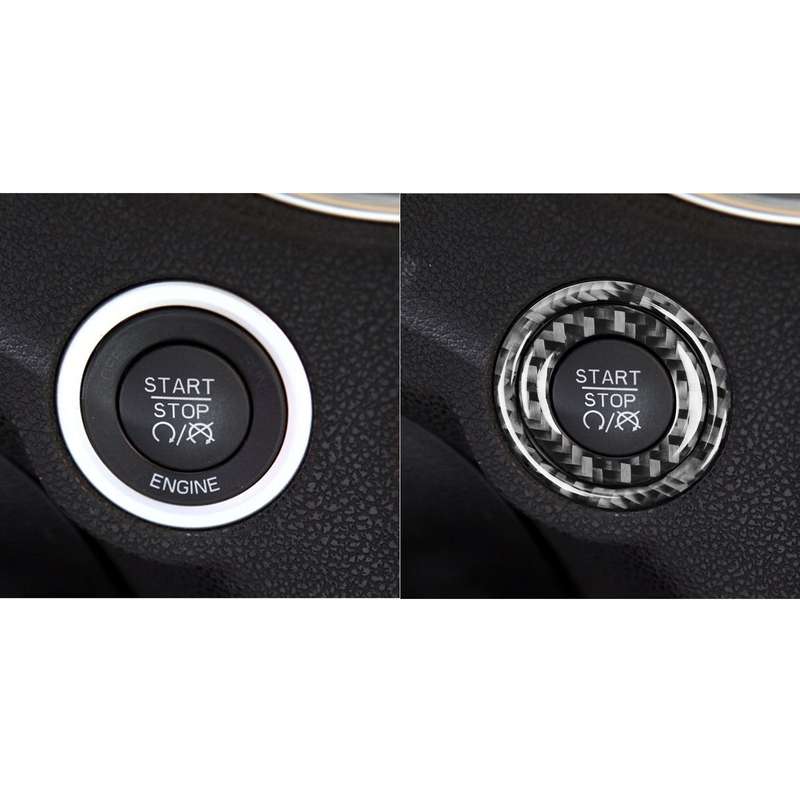2 PCS / Set Carbon Fiber Car Ignition Switch Decorative Sticker for Dodge Challenger 2015 to Now, Le