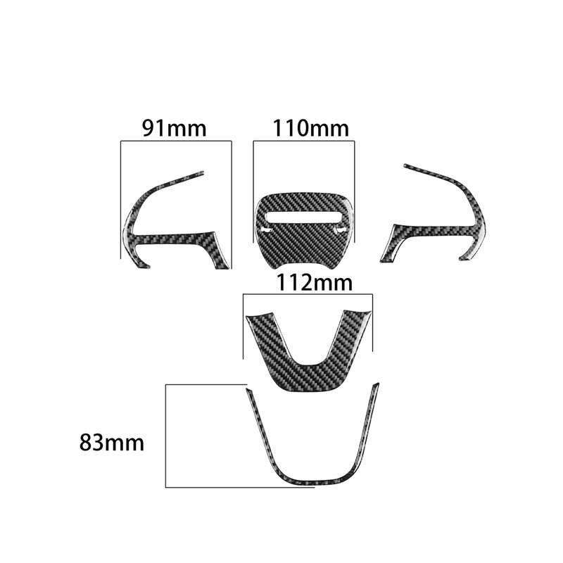 5 PCS / Set Carbon Fiber Car Steering Wheel Decorative Sticker for Dodge Challenger 2015 to Now, Lef