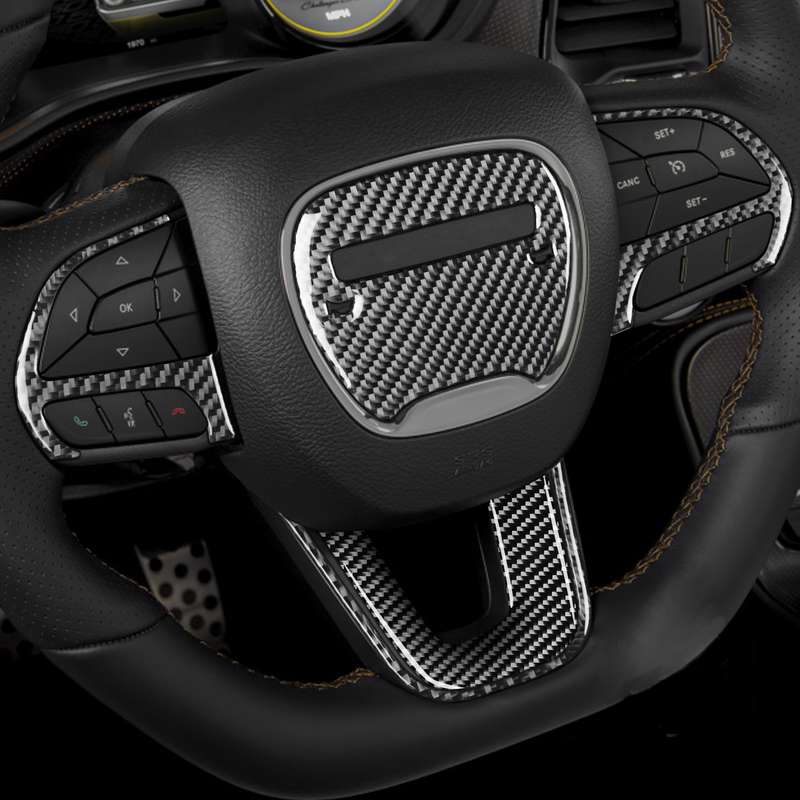 5 PCS / Set Carbon Fiber Car Steering Wheel Decorative Sticker for Dodge Challenger 2015 to Now, Lef