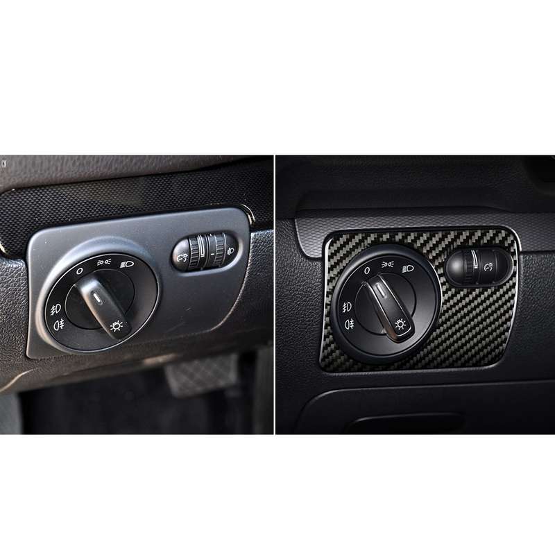 Carbon Fiber Car Headlight Switch Panel Decorative Sticker for Volkswagen Golf 6 2008-2012, Left Dri