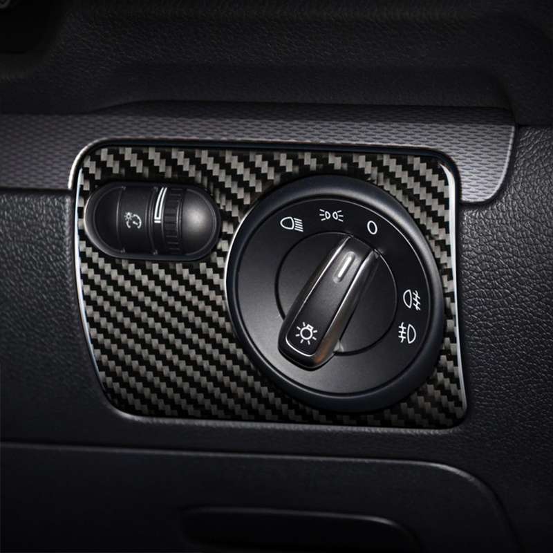Carbon Fiber Car Headlight Switch Panel Decorative Sticker for Volkswagen Golf 6 2008-2012, Right Dr