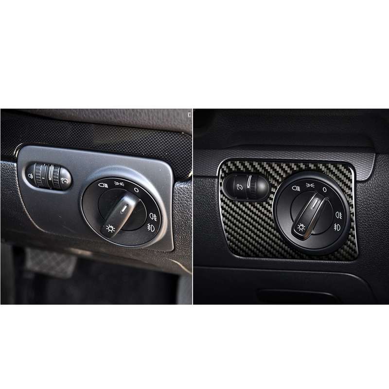 Carbon Fiber Car Headlight Switch Panel Decorative Sticker for Volkswagen Golf 6 2008-2012, Right Dr