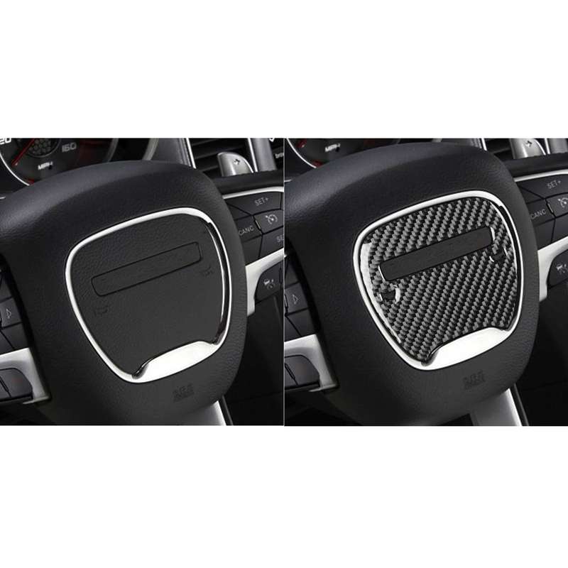 Carbon Fiber Car Steering Wheel Logo Decorative Sticker for Dodge Challenger 2015 to Now, Left Drivi