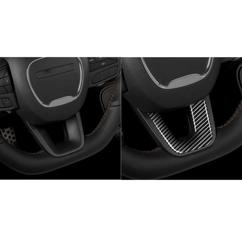 Carbon Fiber Car Steering Wheel Chin Decorative Sticker for Dodge Challenger 2015 to Now, Left Drivi