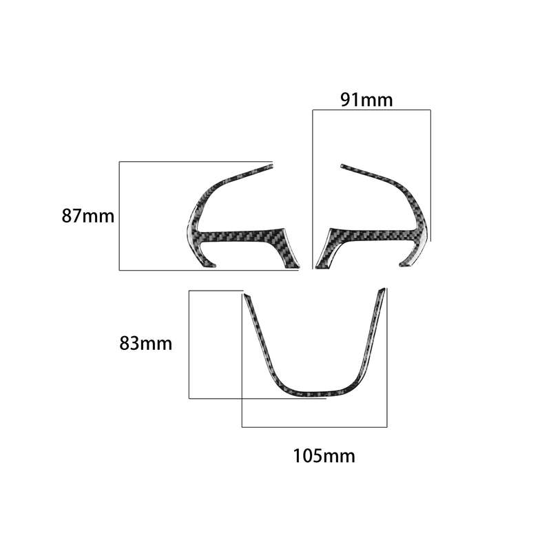 3 PCS / Set Carbon Fiber Car Steering Wheel Button Frame Decorative Sticker for Dodge Challenger 201