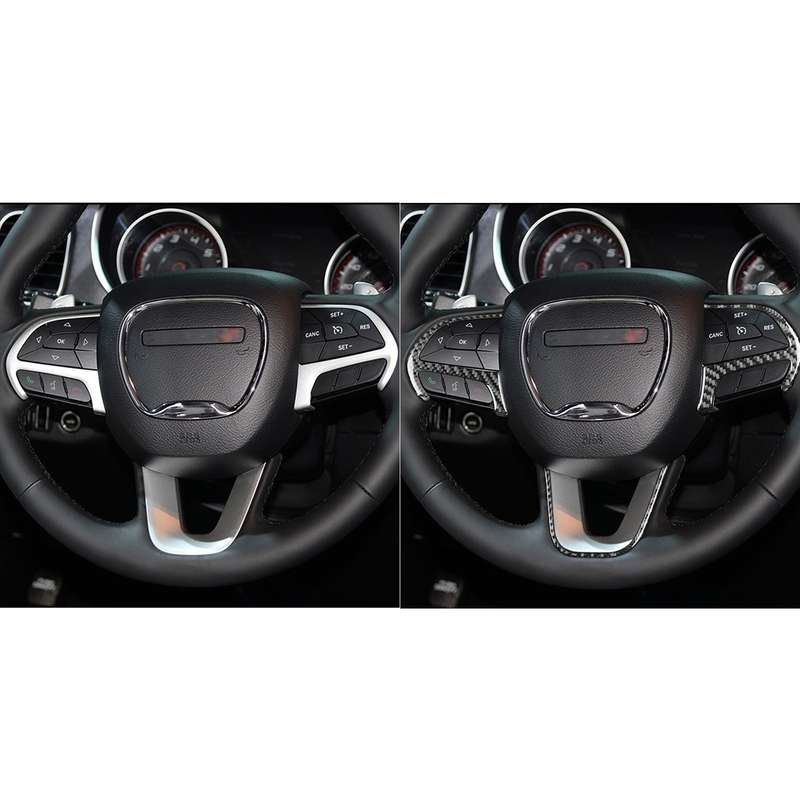 3 PCS / Set Carbon Fiber Car Steering Wheel Button Frame Decorative Sticker for Dodge Challenger 201