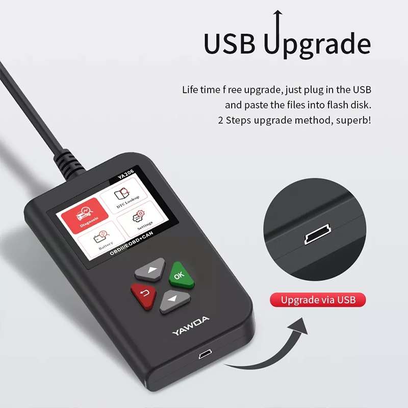 YA206 Car Code Reader OBD2 Fault Detector Diagnostic Tool
