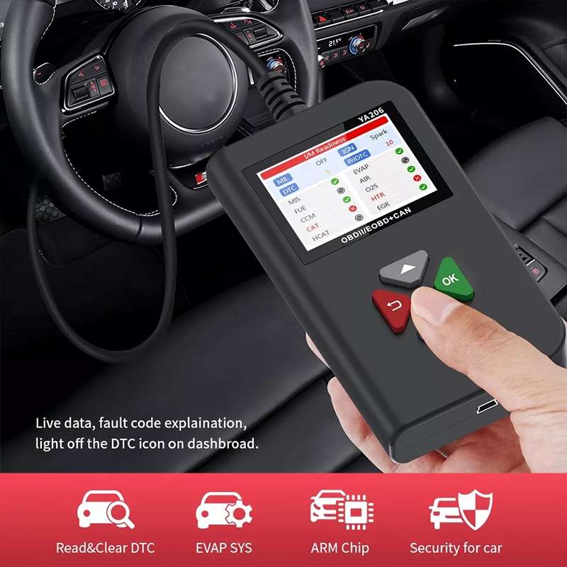 YA206 Car Code Reader OBD2 Fault Detector Diagnostic Tool