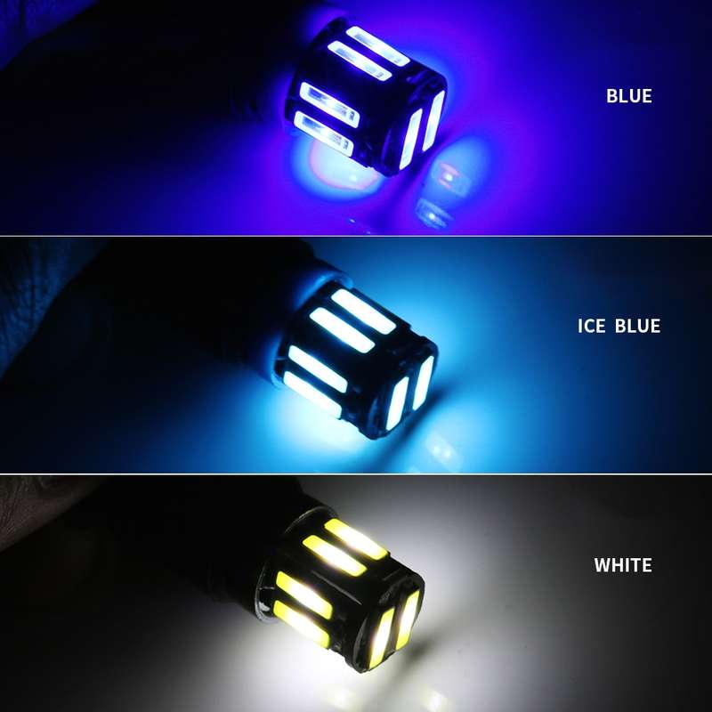 10pcs T10 DC12V / 0.96W / 0.08A Car Clearance Light 10LEDs SMD-7020 Lamp Beads (Blue Light)