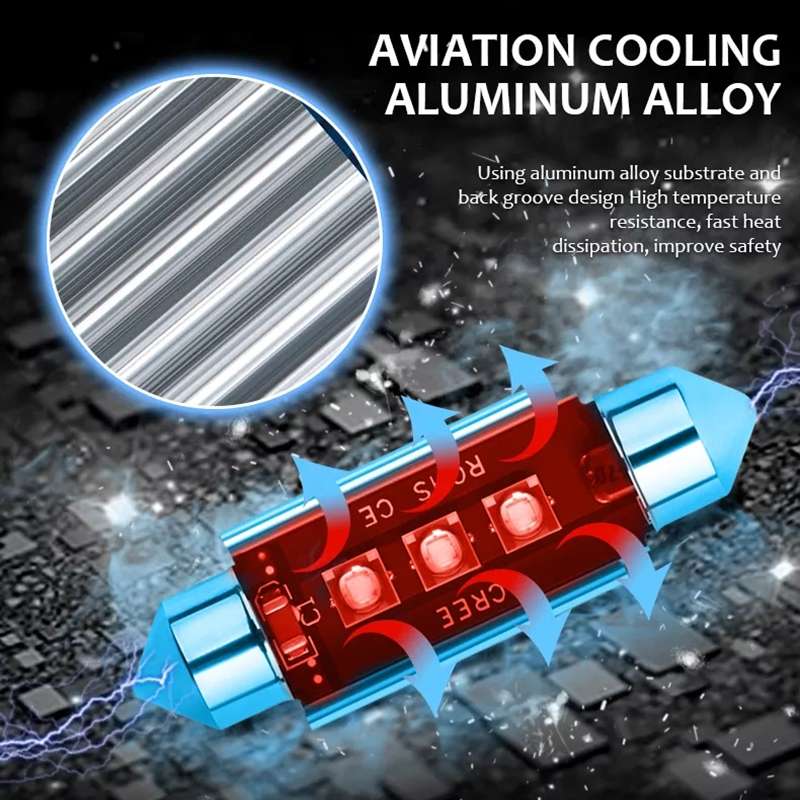2pcs 41mm IC12V / 2.76W / 0.23A / 300LM 3LEDs SMD Car Reading Lamp Dome Light