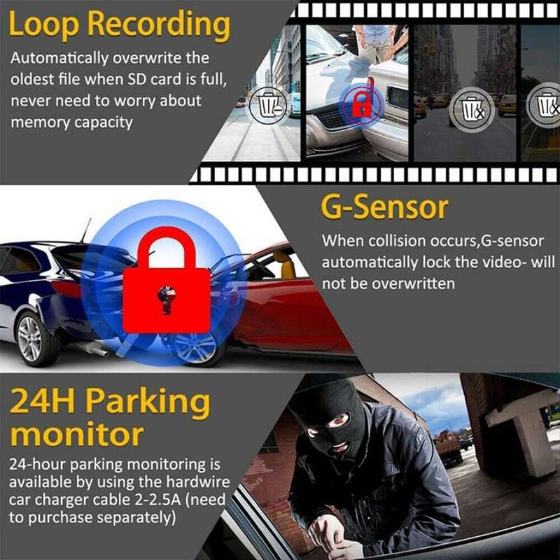 F9 Car Front and Inner Dual Camera HD Infrared Night Vision Car Driving Recorder