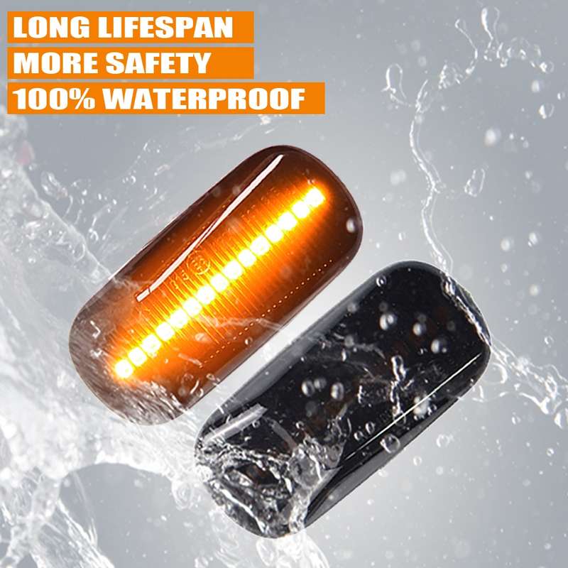 2pcs For Honda Civic 2001-2015 Car Dynamic LED Fender Side Light 34301-S5H-T02(Transparent Black)