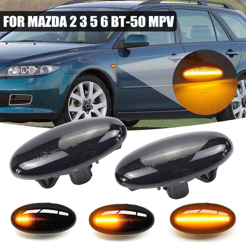 2pcs For Land Rover Range Rover L322 2002-2012 Car Dynamic LED Fender Side Light (Transparent Black)