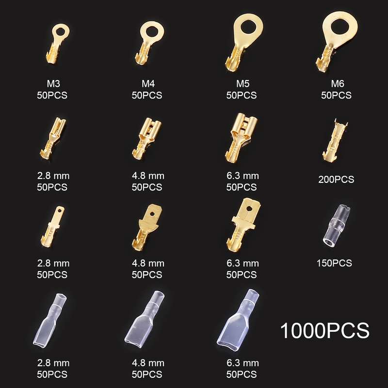 1000 in 1 Cable Spade Plug Connector DIY Terminal Connectors