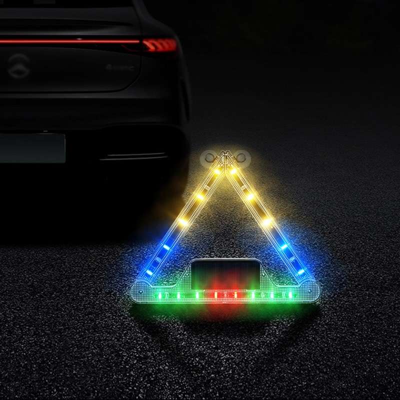 Car Triangular Light Warning Sign Solar Charging Strobe Emergency Ranger Light (Colorful Light)