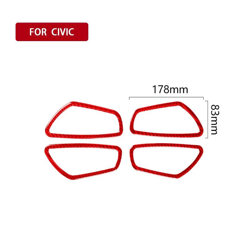 Car Carbon Fiber Inside Door Wrist Frame Decorative Sticker for Honda Tenth Generation Civic 2016-20