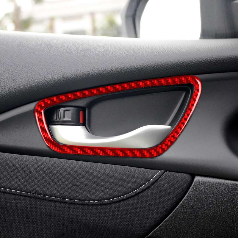 Car Carbon Fiber Inside Door Wrist Frame Decorative Sticker for Honda Tenth Generation Civic 2016-20