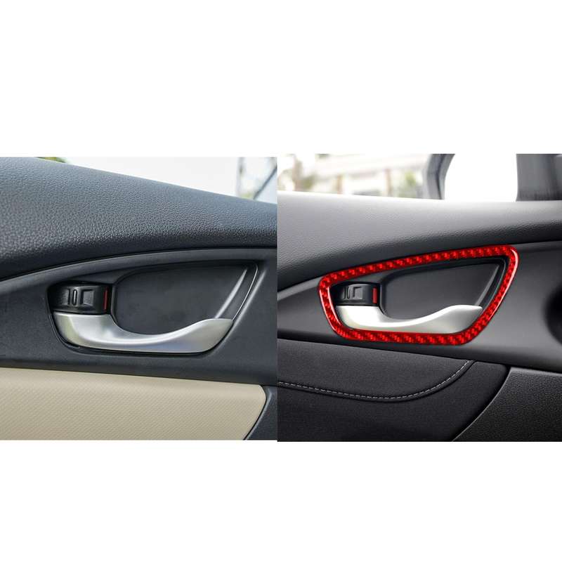 Car Carbon Fiber Inside Door Wrist Frame Decorative Sticker for Honda Tenth Generation Civic 2016-20