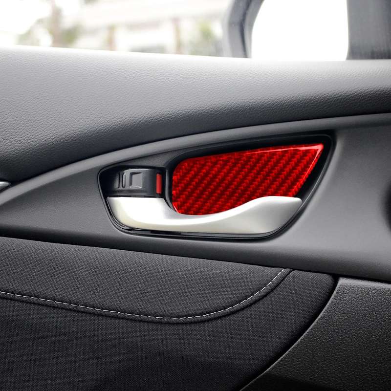 Car Carbon Fiber Inside Door Wrist Decorative Sticker for Honda Tenth Generation Civic 2016-2019, Le