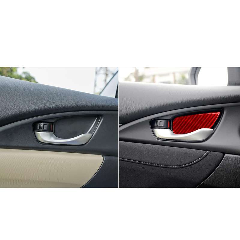 Car Carbon Fiber Inside Door Wrist Decorative Sticker for Honda Tenth Generation Civic 2016-2019, Le