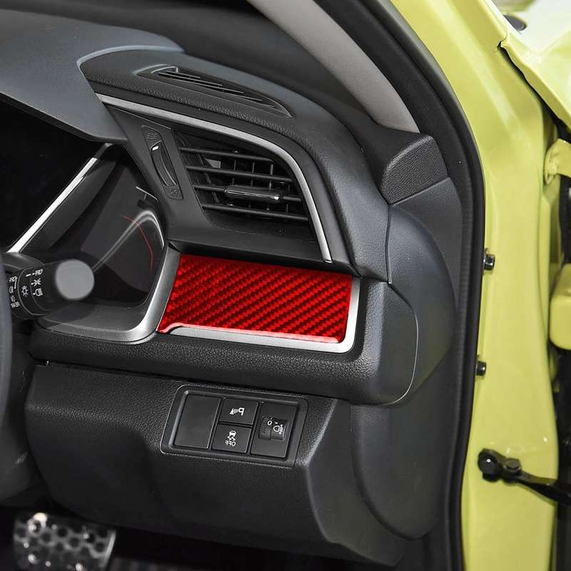 Car Carbon Fiber Central Control Left Decorative Sticker for Honda Tenth Generation Civic 2016-2019,