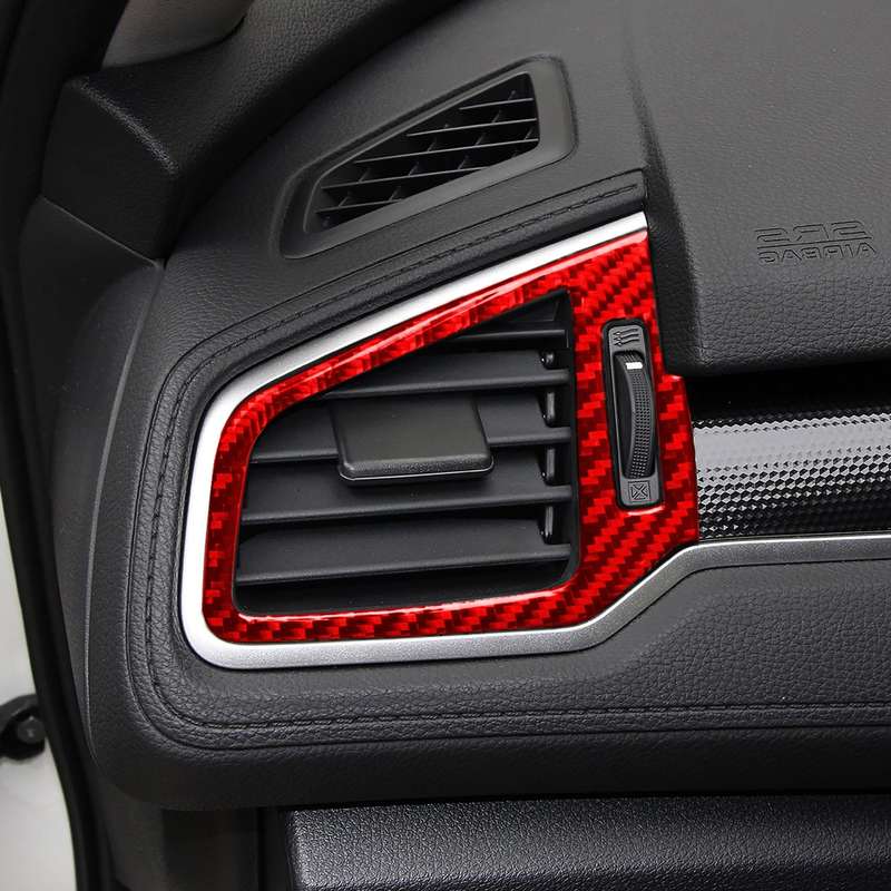 Car Carbon Fiber Left and Right Air Outlet Decorative Sticker for Honda Tenth Generation Civic 2016-