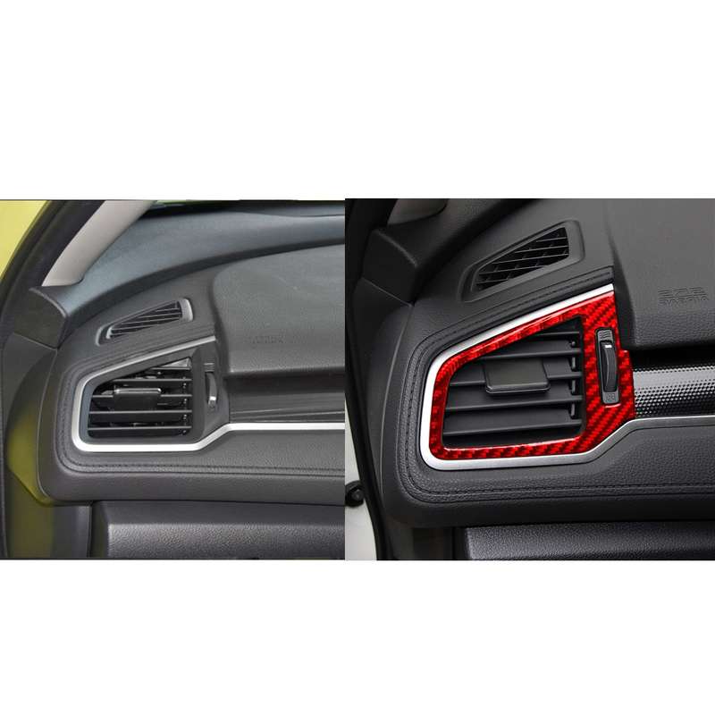 Car Carbon Fiber Left and Right Air Outlet Decorative Sticker for Honda Tenth Generation Civic 2016-