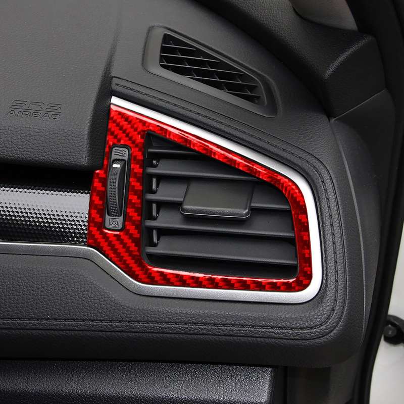 Car Carbon Fiber Left and Right Air Outlet Decorative Sticker for Honda Tenth Generation Civic 2016-