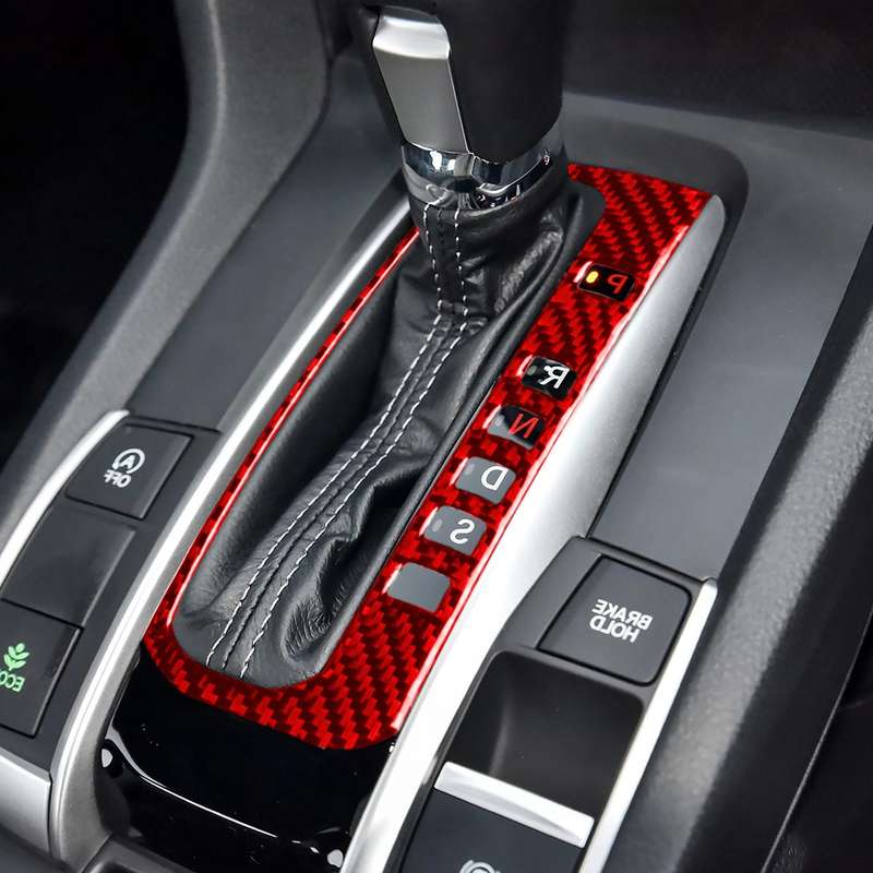 Car Carbon Fiber Gear Button Frame Decorative Sticker for Honda Tenth Generation Civic 2016-2019, Ri