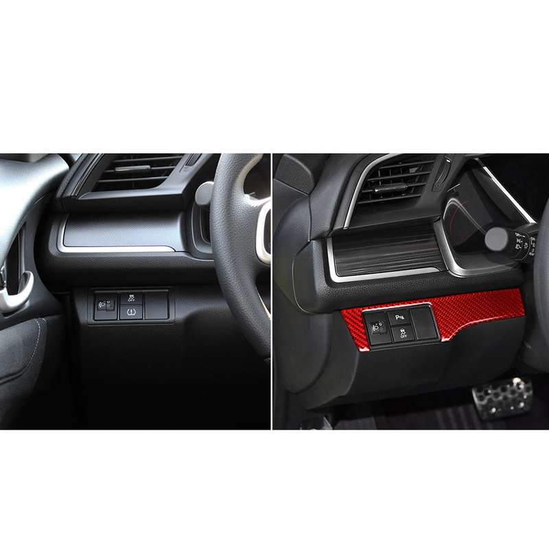 Car Carbon Fiber Headlight Switch Panel Decorative Sticker for Honda Tenth Generation Civic 2016-201