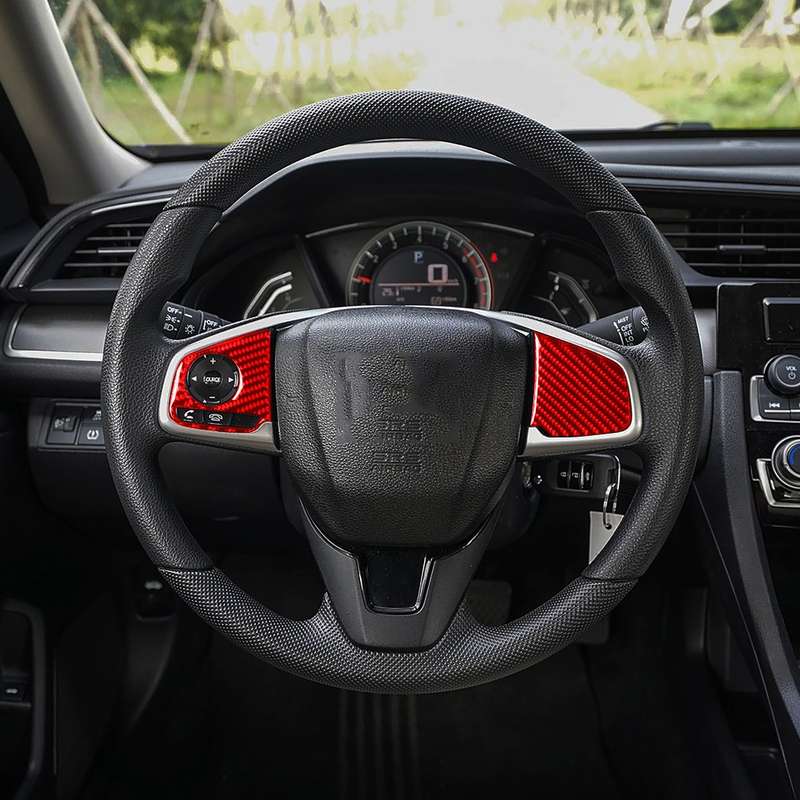 Car Carbon Fiber Steering Wheel Button Low Configuration Decorative Sticker for Honda Tenth Generati
