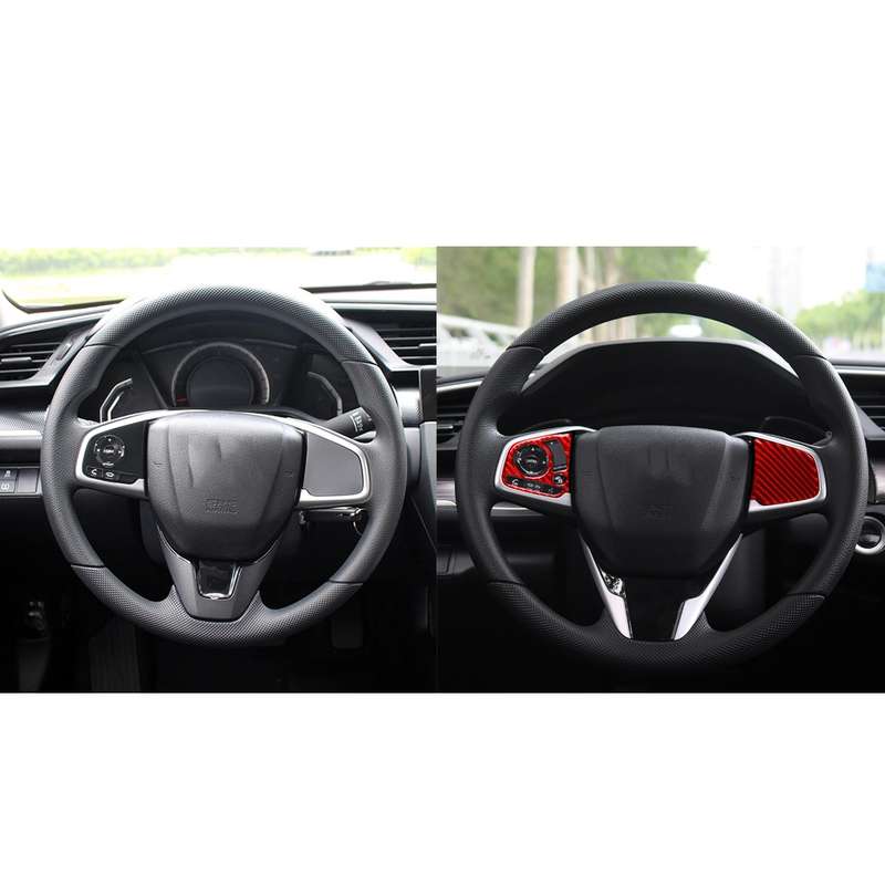 Car Carbon Fiber Steering Wheel Button Middle Configuration Decorative Sticker for Honda Tenth Gener