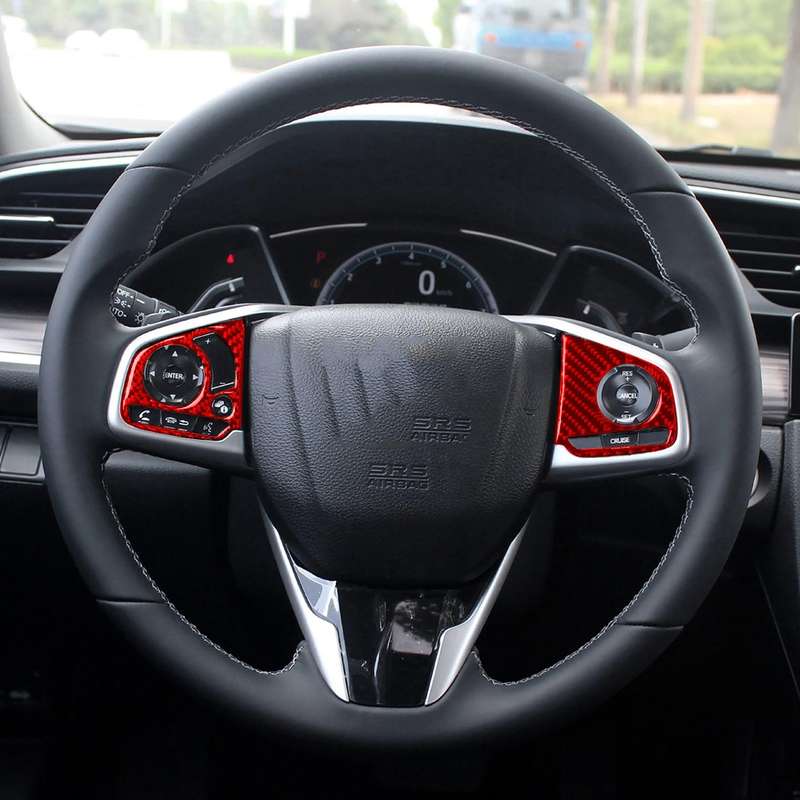 Car Carbon Fiber Steering Wheel Button High Configuration Decorative Sticker for Honda Tenth Generat