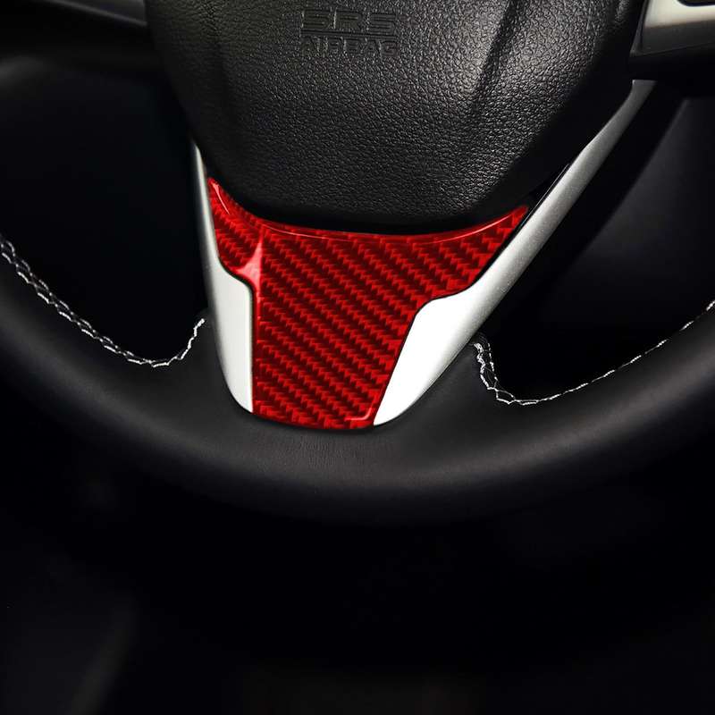 Car Carbon Fiber Steering Wheel Decorative Sticker for Honda Tenth Generation Civic 2016-2019, Left