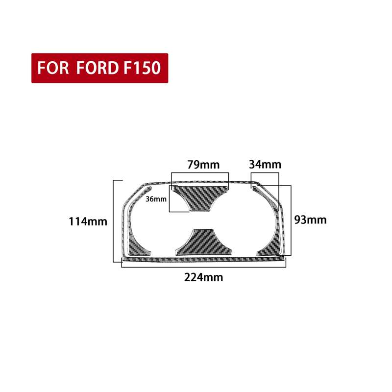 Car Carbon Fiber Rear Water Cup Holder Frame Decorative Sticker for Ford F150 2017-2020, Left and Ri