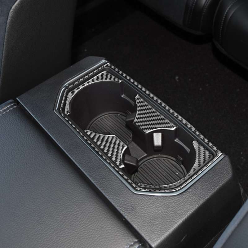 Car Carbon Fiber Rear Water Cup Holder Frame Decorative Sticker for Ford F150 2017-2020, Left and Ri