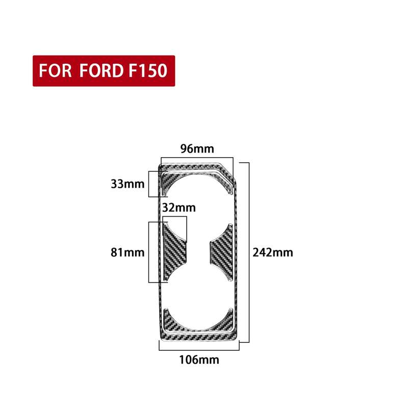 Car Carbon Fiber Front Water Cup Holder Frame Decorative Sticker for Ford F150 2017-2020, Left Drive