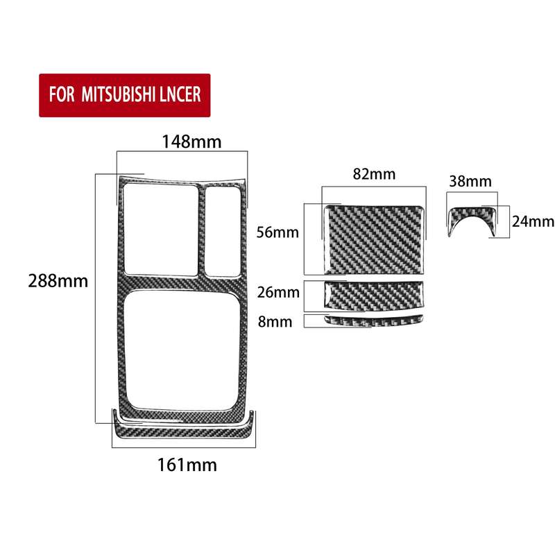 6 PCS Car Carbon Fiber Ashtray + Gear Position Decorative Sticker for Mitsubishi Lancer EVO (Only GT