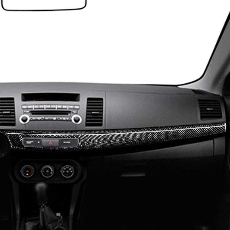 2 PCS Car Carbon Fiber Central Dashboard Panel Decorative Sticker for Mitsubishi Lancer EVO 2008-201