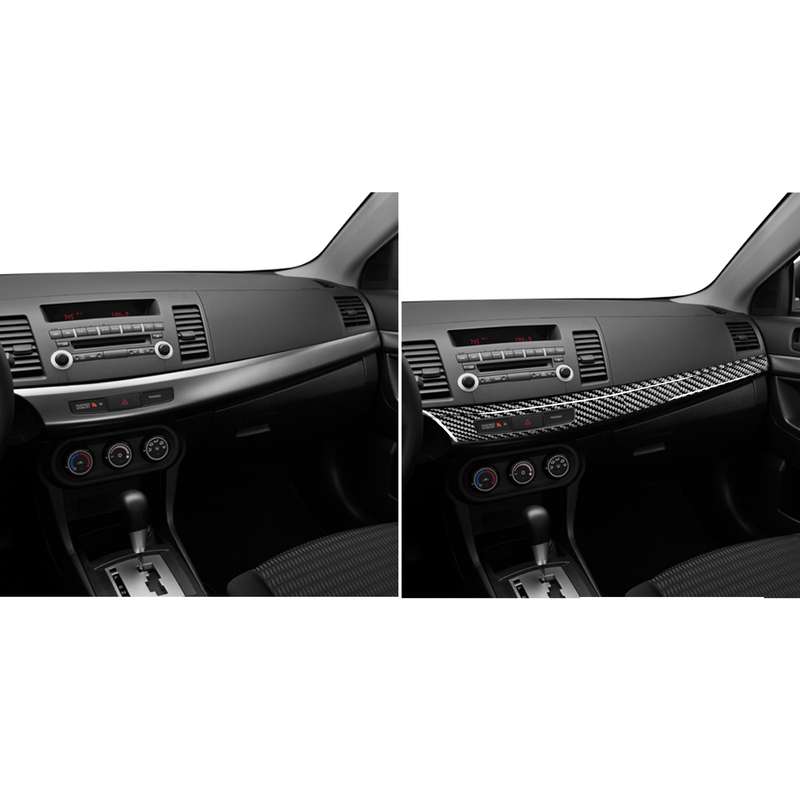 2 PCS Car Carbon Fiber Central Dashboard Panel Decorative Sticker for Mitsubishi Lancer EVO 2008-201