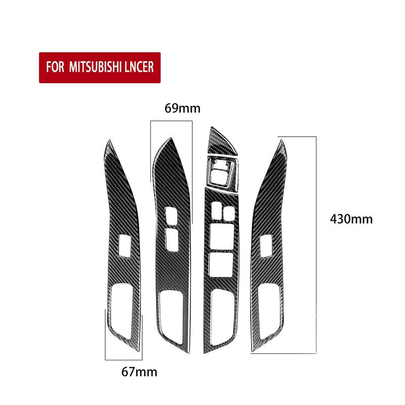 6 PCS Car Carbon Fiber Glass Lift Panel Decorative Sticker for Mitsubishi Lancer EVO 2008-2015, Righ