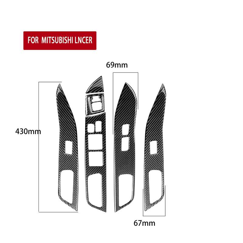 6 PCS Car Carbon Fiber Glass Lift Panel Decorative Sticker for Mitsubishi Lancer EVO 2008-2015, Left
